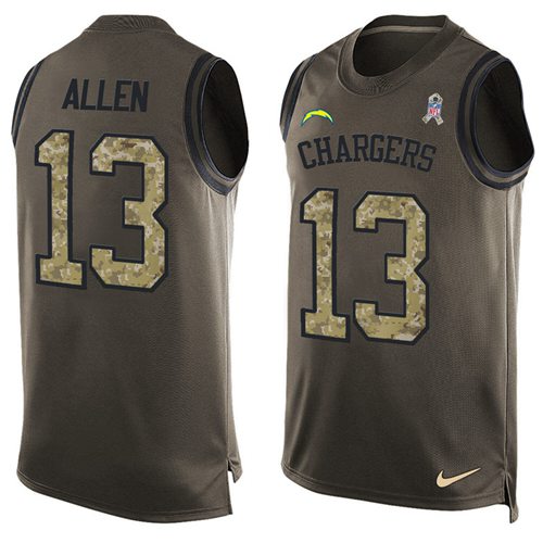 Nike Chargers #13 Keenan Allen Green Men's Stitched NFL Limited Salute To Service Tank Top Jersey - Click Image to Close